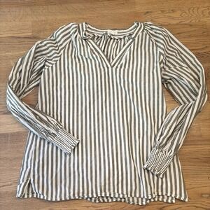 Hunter Green Pinstripe Maurice's XS Work Shirt Long Sleeve Top Long Sleeve